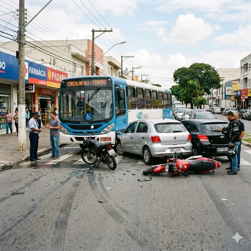 Imagem de acidente de trânsito com veículos envolvidos